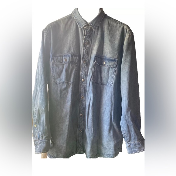 Orvis Other - Orvis Denim Button Up Mens Large Fleece Lined Shacket Work Shirt Blue‎